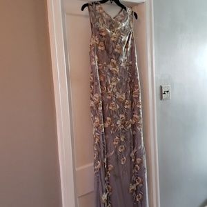 A Papell embroidered long dress. Belt not included